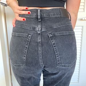 Everlane Cheeky Bootcut High Waisted Mom Jeans in Black Denim